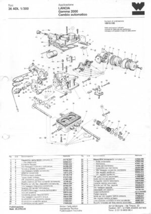 WEBER CARBURETTOR 36 ADL 1/300 LANCIA GAMMA 2000 AT diagram
