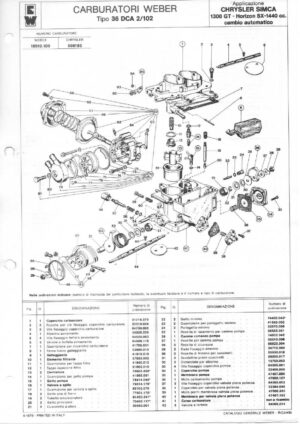 WEBER CARBURETTOR 36 DCA 2/102 CHRYSLER SIMCA 1308 GT HORIZON SX 1440 CC AT diagram