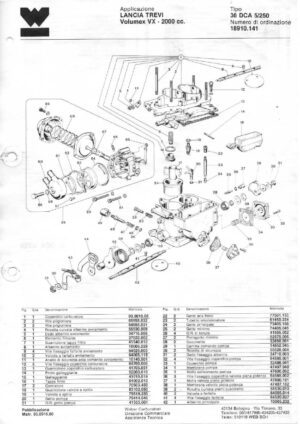 WEBER CARBURETTOR 36 DCA 5/250 LANCIA TREVI VOLUMEX VX 2000 CC diagram