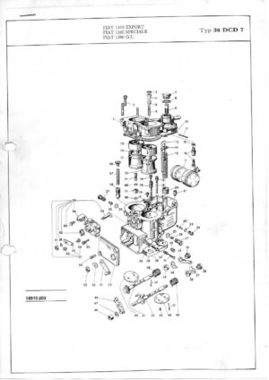 WEBER CARBURETTOR 36 DCD 7 FIAT 1100 EXPORT/1100 SPECIALE/1200 GL diagram