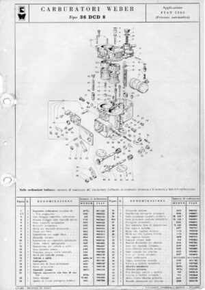 WEBER CARBURETTOR 36 DCD 8 FIAT 1200 AT diagram