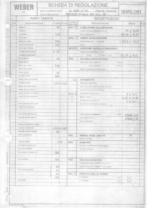 WEBER CARBURETTOR 36 DCNV 3/100 CHRYSLER FRANCE 928 diagram