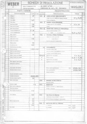 WEBER CARBURETTOR 36 DCNV 5/100 CHRYSLER FRANCE 1308 GT GERMANY diagram