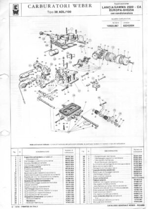 WEBER CARBURETTOR 38 ADL/100 LANCIA GAMMA 2500-CA-EUROPE-SWEDEN diagram