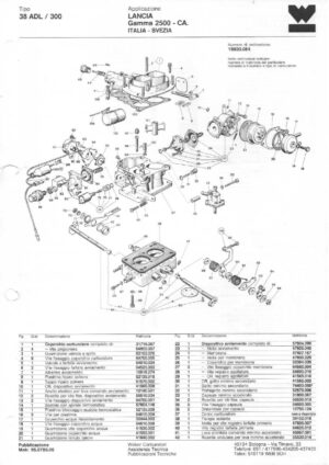 WEBER CARBURETTOR 38 ADL/300 LANCIA GAMMA 2500-CA-ITALY-SWEDEN diagram