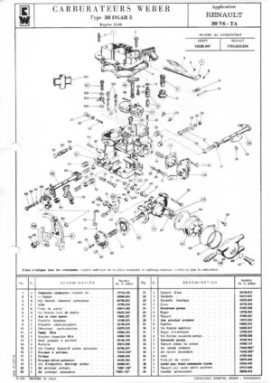 WEBER CARBURETTOR 38 DGAR 5 RENAULT 30 V6-TA diagram
