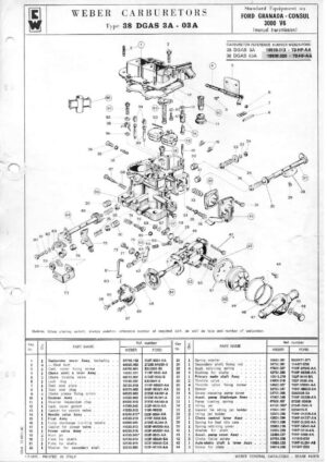 WEBER CARBURETTOR 38 DGAS 3A-03A FORD CONSUL/GRANADA 3000 V6 diagram