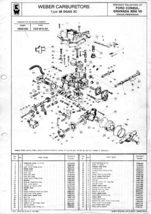 WEBER CARBURETTOR 38 DGAS 3C FORD CONSUL/GRANADA 3000 V6 diagram