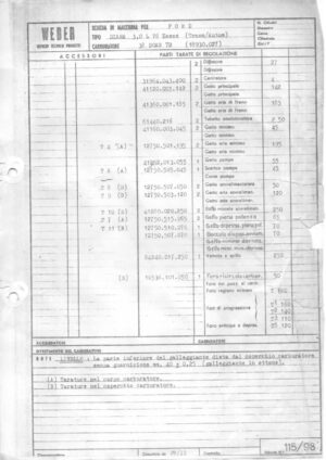 WEBER CARBURETTOR 38 DGAS 7B FORD DIANA 3000 V6 ESSEX AT/MT diagram