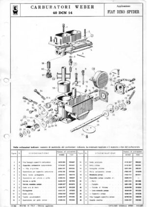 WEBER CARBURETTOR 40 DCN 14 FIAT DINO SPYDER diagram