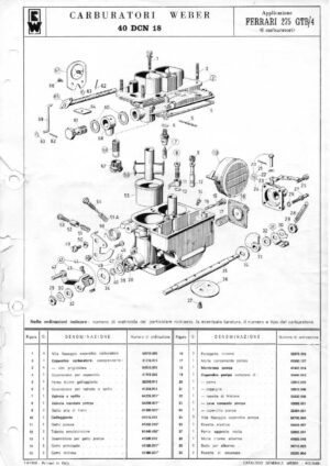 WEBER CARBURETTOR 40 DCN 18 FERRARI 275 GTB/4 diagram