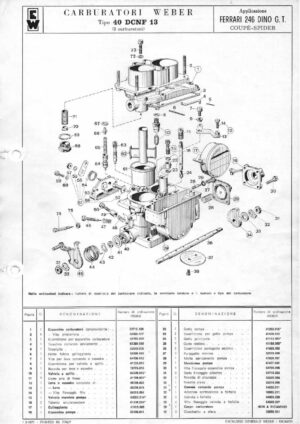 WEBER CARBURETTOR 40 DCNF 13 FERRARI 246 DINO GT COUPE-SPIDER diagram