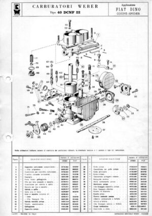 WEBER CARBURETTOR 40 DCNF 22 FIAT DINO COUPE-SPIDER diagram