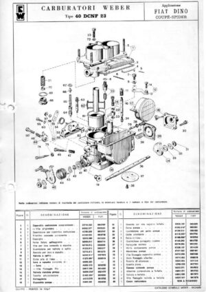 WEBER CARBURETTOR 40 DCNF 23 FIAT DINO COUPE-SPIDER diagram