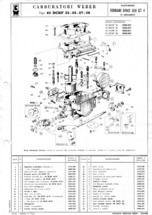 WEBER CARBURETTOR 40 DCNF 35-36-37-38 FERRARI DINO 308 GT 4 diagram