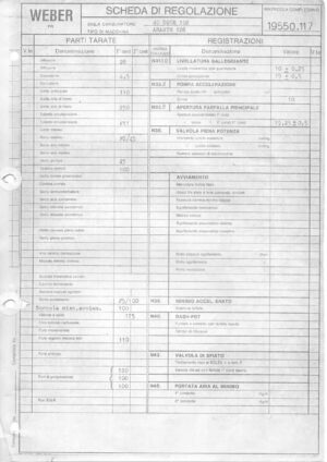 WEBER CARBURETTOR 40 DCOE 102 ABARTH 126 diagram