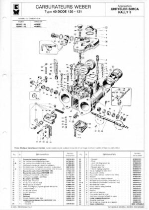 WEBER CARBURETTOR 40 DCOE 120-121 CHRYSLER-SIMCA RALLY 3 diagram
