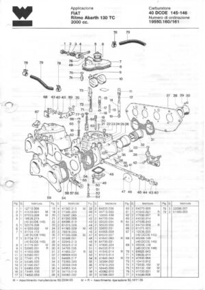 WEBER CARBURETTOR 40 DCOE 145-146 FIAT RITMO ABARTH 130 TC 2000 CC diagram