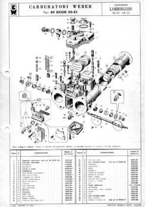 WEBER CARBURETTOR 40 DCOE 20-21 LAMBORGHINI 350-400 GT diagram