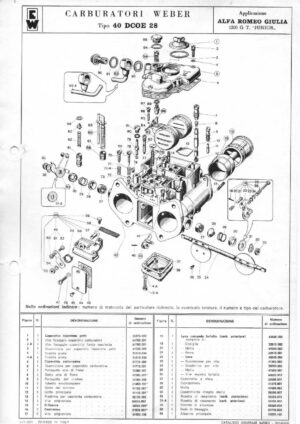 WEBER CARBURETTOR 40 DCOE 28 ALFA ROMEO GIULIA 1300 GT JUNIOR diagram