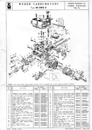 WEBER CARBURETTOR 40 DFA 2 FORD ZODIAC MK IV diagram