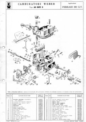 WEBER CARBURETTOR 40 DFI 2 FERRARI 330 GT diagram