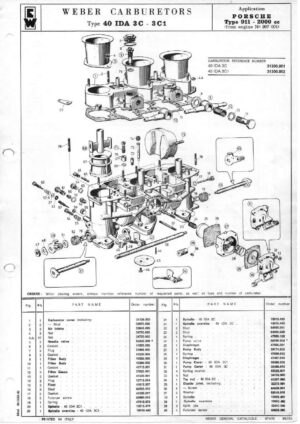 WEBER CARBURETTOR 40 IDA 3C-3C1 PORSCHE TYPE 911 2000 CC diagram