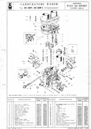 WEBER CARBURETTOR 40 IDF 1 FIAT 124 SPORT COUPE 1600 CC diagram