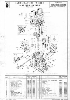 WEBER CARBURETTOR 40 IDF 13/15 ALFASUD CONVERSION diagram