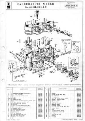WEBER CARBURETTOR 40 IDL 3C1/2/3 LAMBORGHINI P 400 MIURA diagram