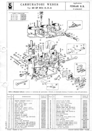 WEBER CARBURETTOR 40 IF 3C1/2/3/4 FERRARI B.B diagram