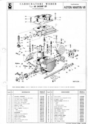 WEBER CARBURETTOR 42 DCNF 27 ASTON MARTIN V8 diagram