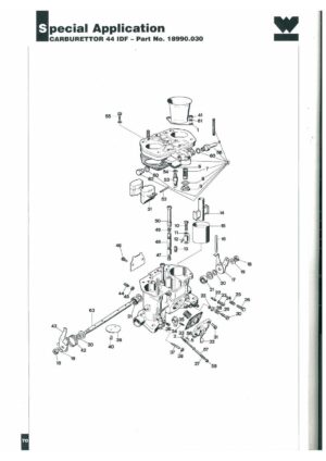 WEBER CARBURETTOR 44 IDF PART NO 18990.030 diagram