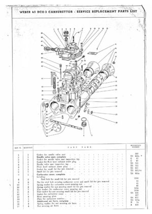WEBER CARBURETTOR 45 DCO 3 diagram