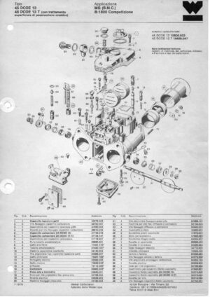 WEBER CARBURETTOR 45 DCOE 13/13T MG (B.M.C) B-1800 diagram