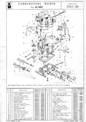 WEBER CARBURETTOR 45 DFC FIAT 130 diagram