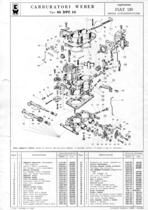 WEBER CARBURETTOR 45 DFC 10 FIAT 130 diagram