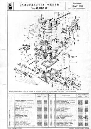 WEBER CARBURETTOR 45 DFC 11 FIAT 130 diagram
