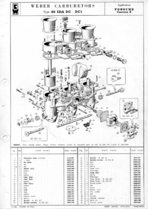 WEBER CARBURETTOR 46 IDA 3C/3C1 PORSCHE CARRERA 6 diagram