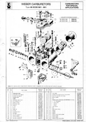 WEBER CARBURETTOR 48 DCOE 98/1 - 99/1 diagram