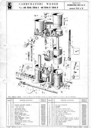 WEBER CARBURETTOR 48 IDA/IDA 1 46 IDA 2/IDA 3 PORSCHE 904 GT diagram