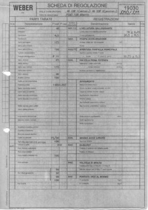 WEBER CARBURETTOR 48 IDF 1/IDF 2 FIAT 132 ABARTH diagram