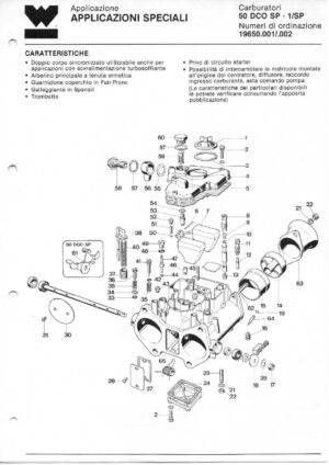 WEBER CARBURETTOR 50 DCO/SP-1/SP 19650.001/002 diagram
