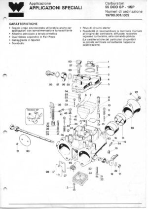 WEBER CARBURETTOR 55 DCO/SP-1/SP 19700.001/002 2 diagram